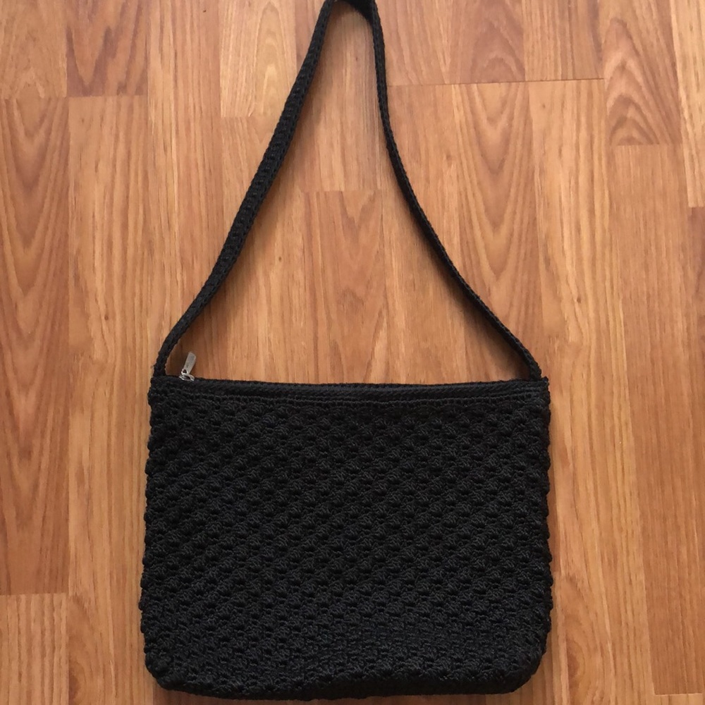 The Sak Black Crochet Shoulder Bag